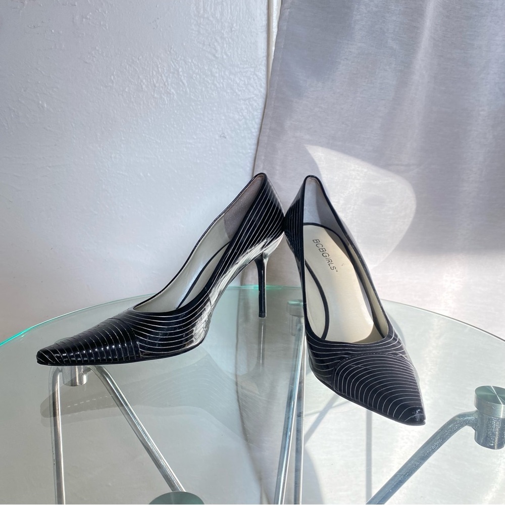 BCBG Black Striped Women's Heels
